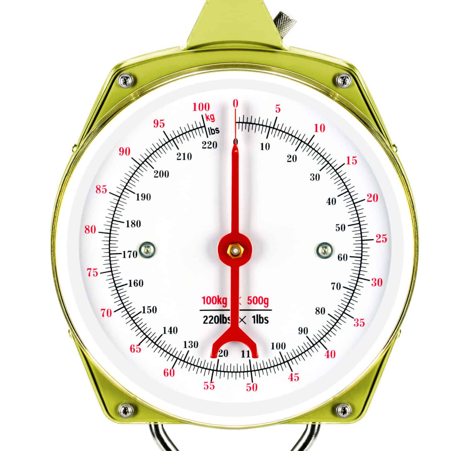 Mechanical structure, heavy, massive hanging scales, large analog dial and pointer. The front panel is protected by plexiglas structure. Vegetables, fruits, or the weighing of other objects.