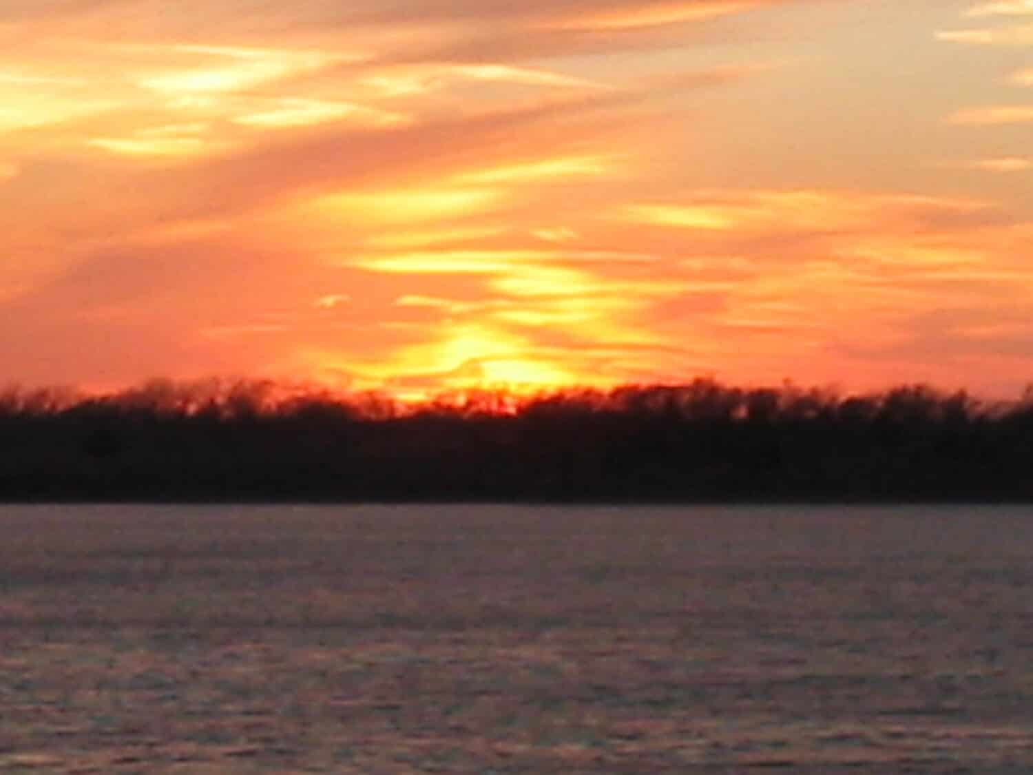 The sunset on Canton Lake in Oklahoma in March 2005.