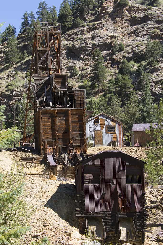 Summer in Colorado - abandoned mining structure near Idaho Springs
