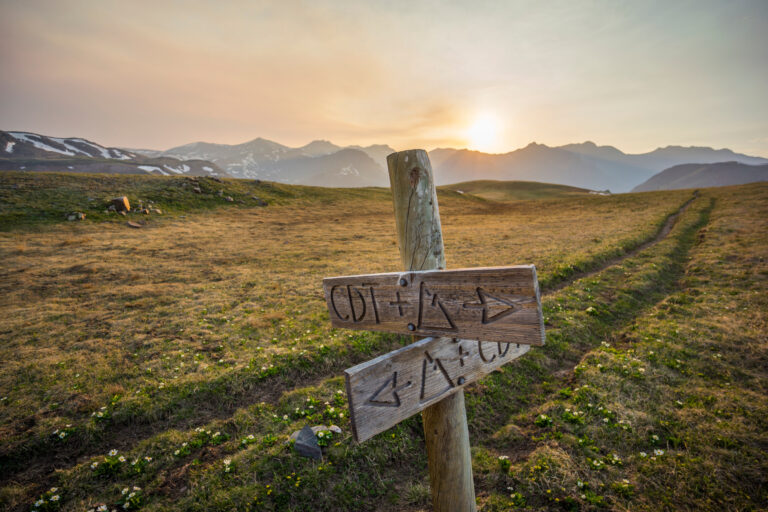 Wooden Hiking Trail Sign on Continental Divide Trail