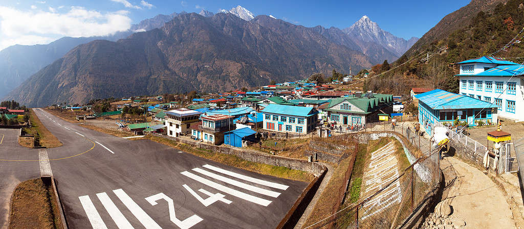 Lukla airport, Khumbu valley, Solukhumbu, Everest area, Nepal Himalayas,