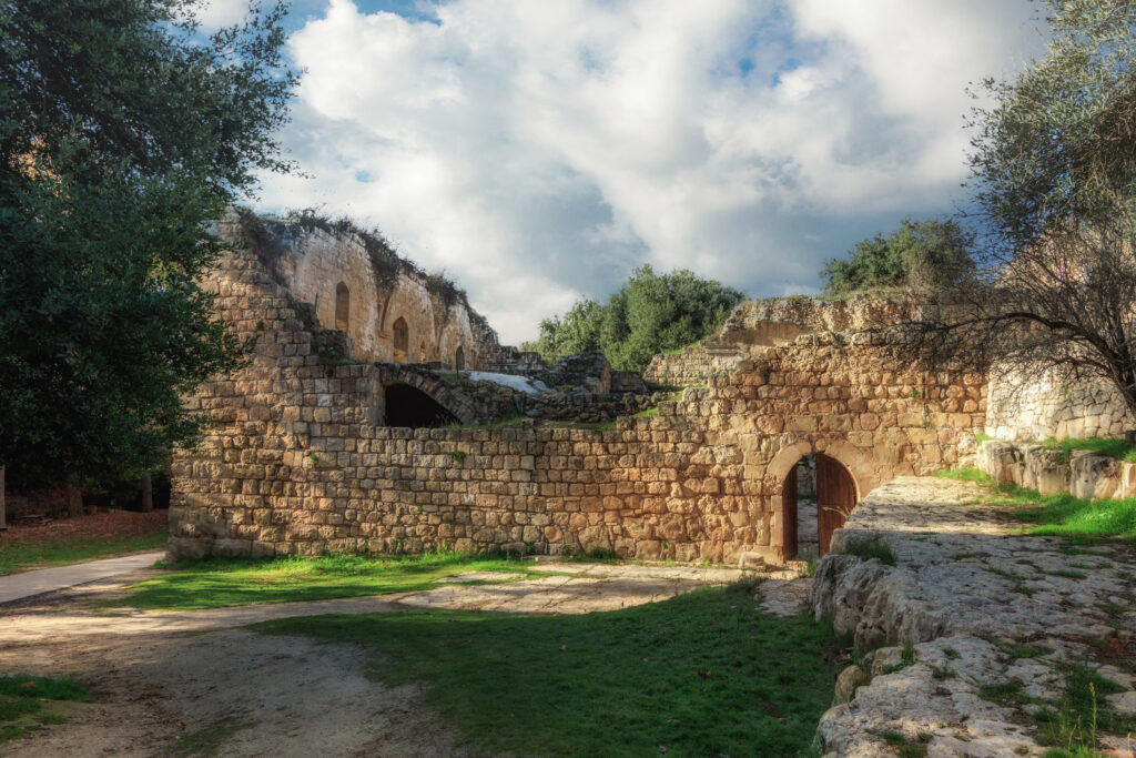 Ruins of a Crusader fortress in the Ein Hemed National Park near Jerusalem.