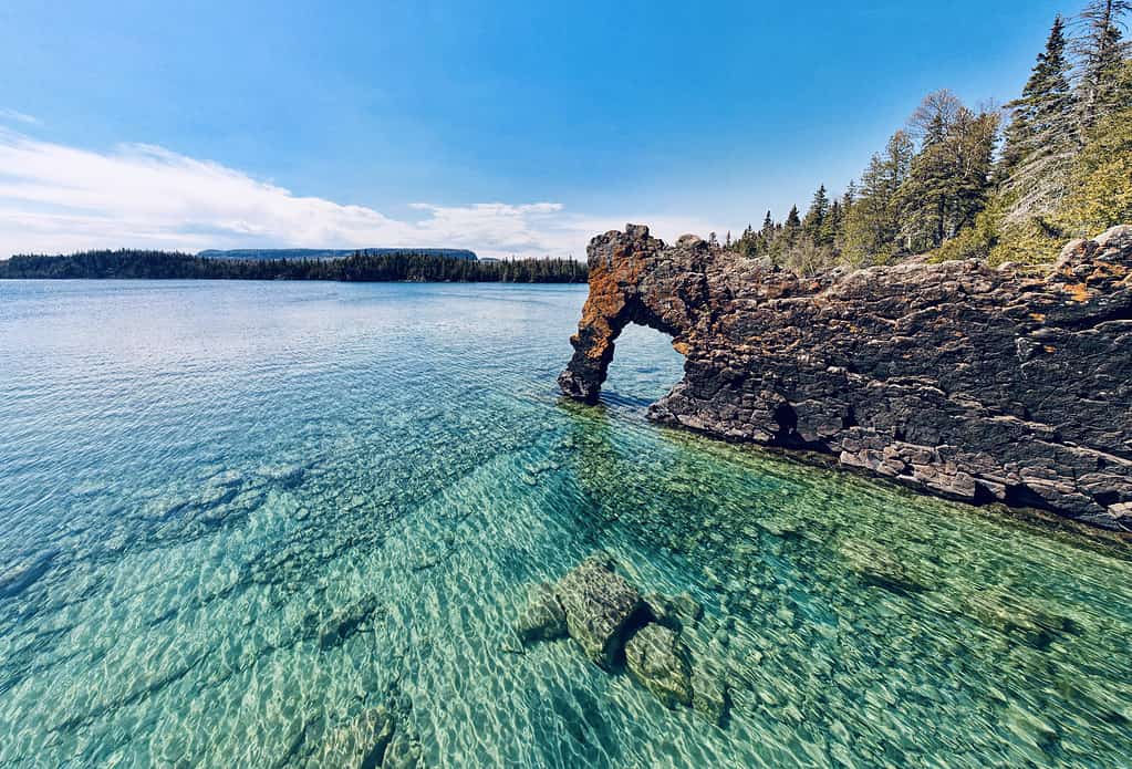 A rock formation called the Sea Lion, Sleeping Giant Provincial Park near Thunder Bay Ontario on Lake Superior