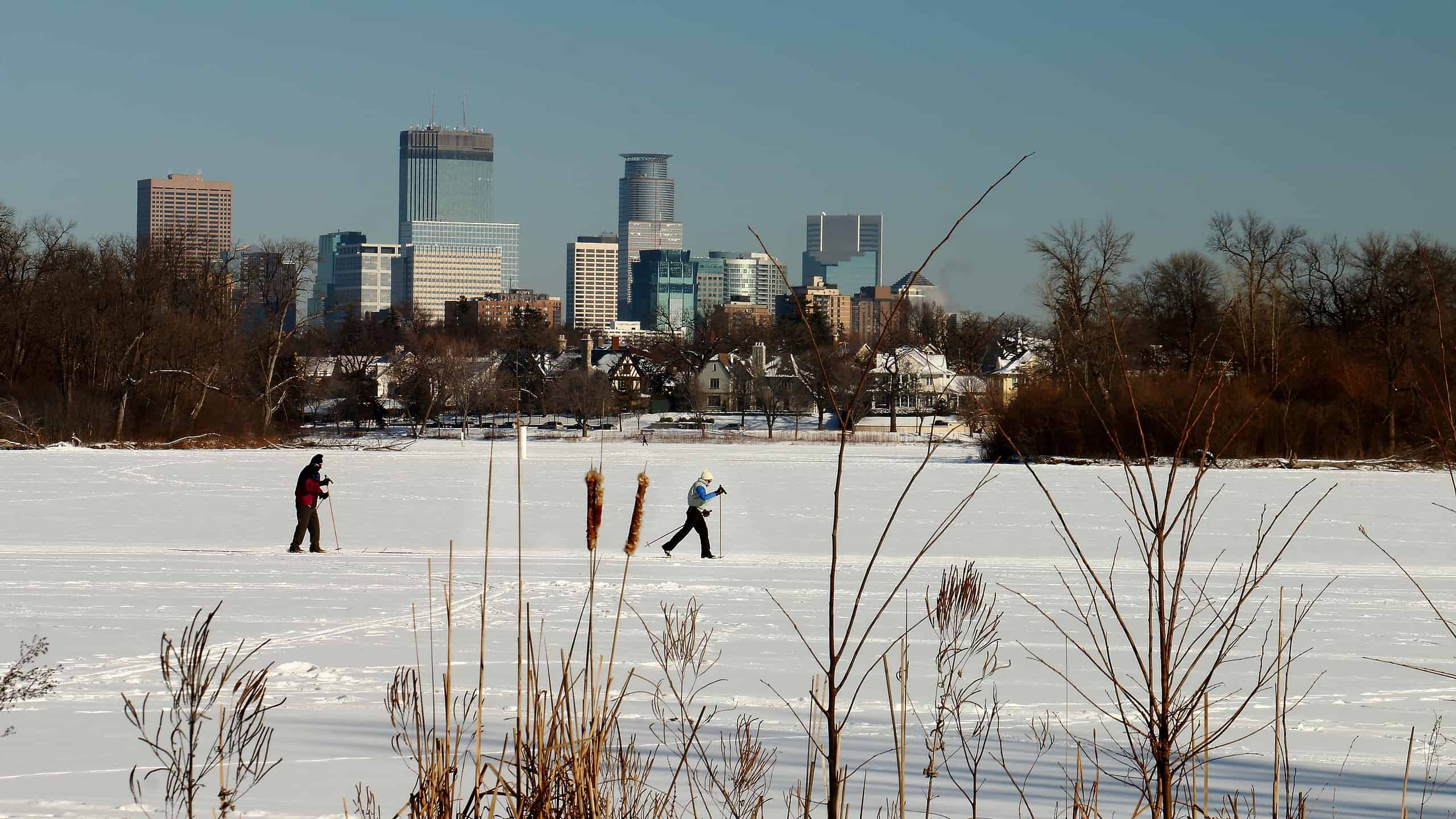 Minneapolis Skyline with Snow - Minnesota's warmest winter