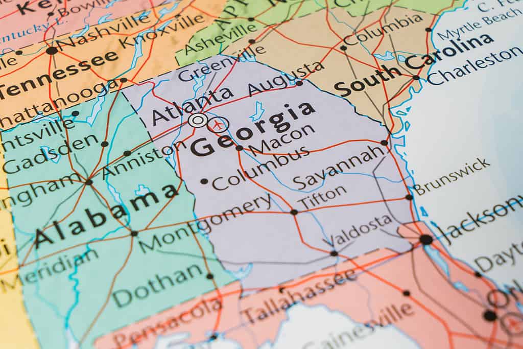 State of Georgia on the map of the USA