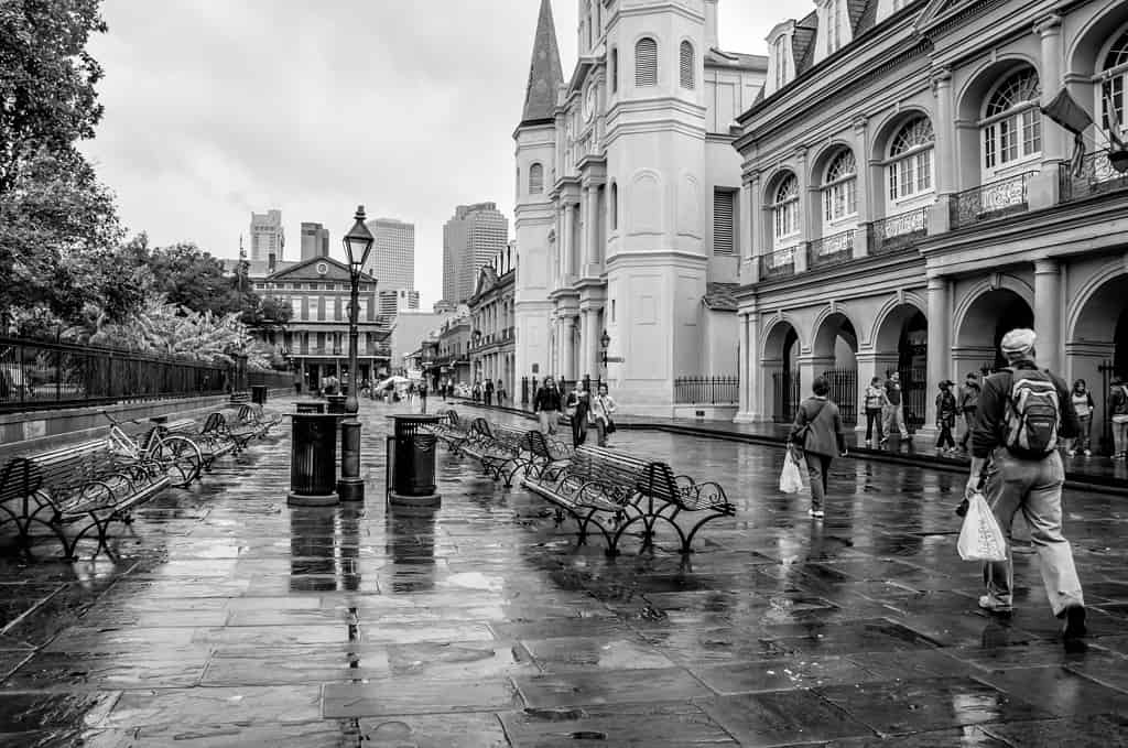 A rainy day in Jackson Square, New Orleans