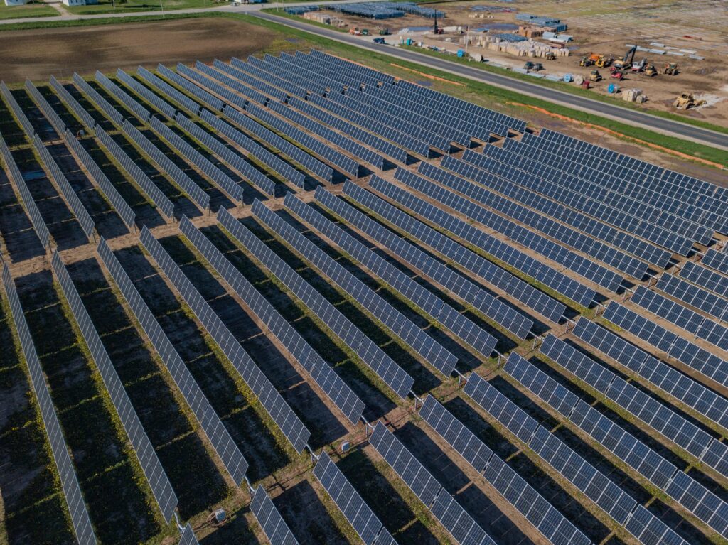 Aerial view of Two Creeks Solar Farm in Wisconsin