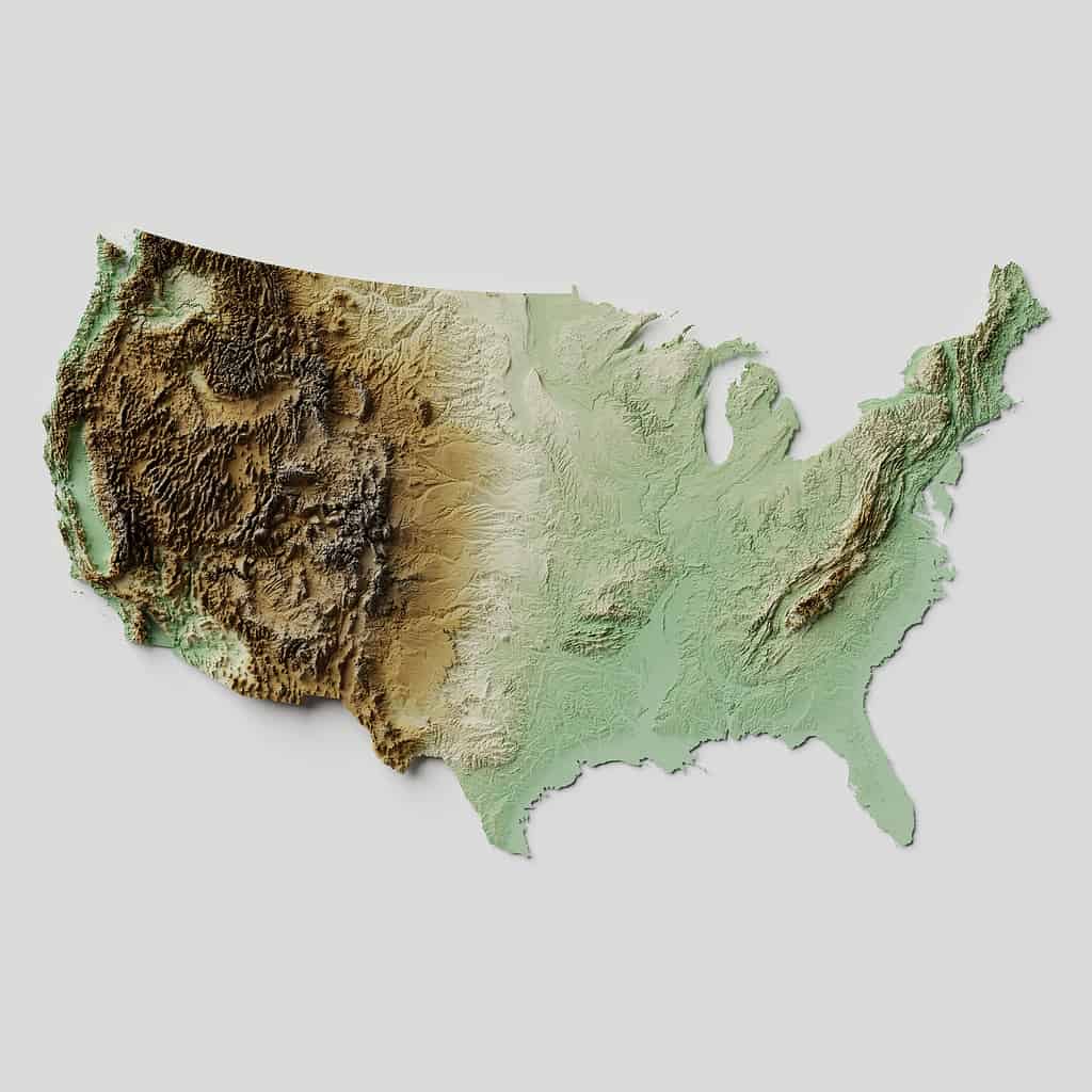 United States topographic relief map