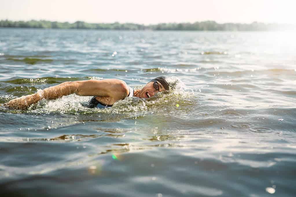 Swimming in a river's open waters