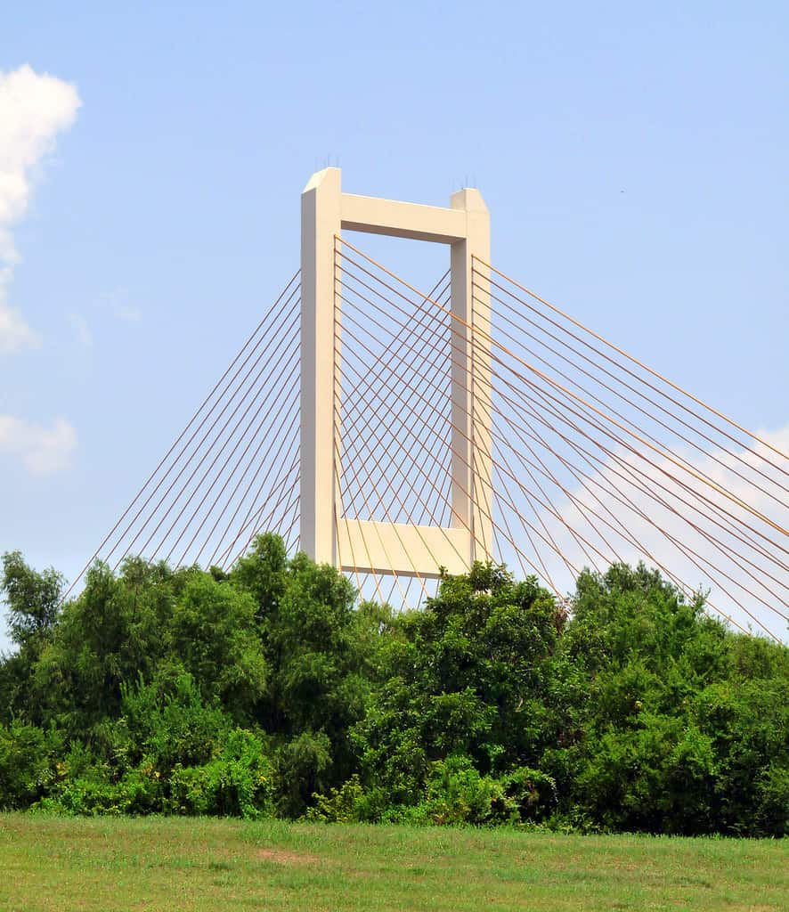 A shot of one of the pillars of the John James Audubon Bridge in Louisiana.