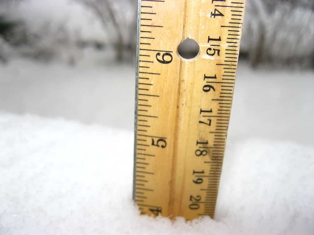Ruler used to measure snowfall.