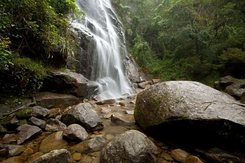 Bride's Veil Waterfall, at Itatiaia National Park, in Mantiqueira Mountains, the first federal conservation area, created in 1937 - Itatiaia, Rio de Janeiro, Brazil