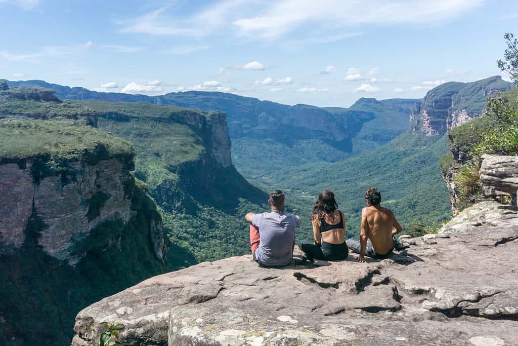 Group of hikers in Vale do Pati (Paty Valley), Chapada Diamantina National Park, Bahia, Brazil