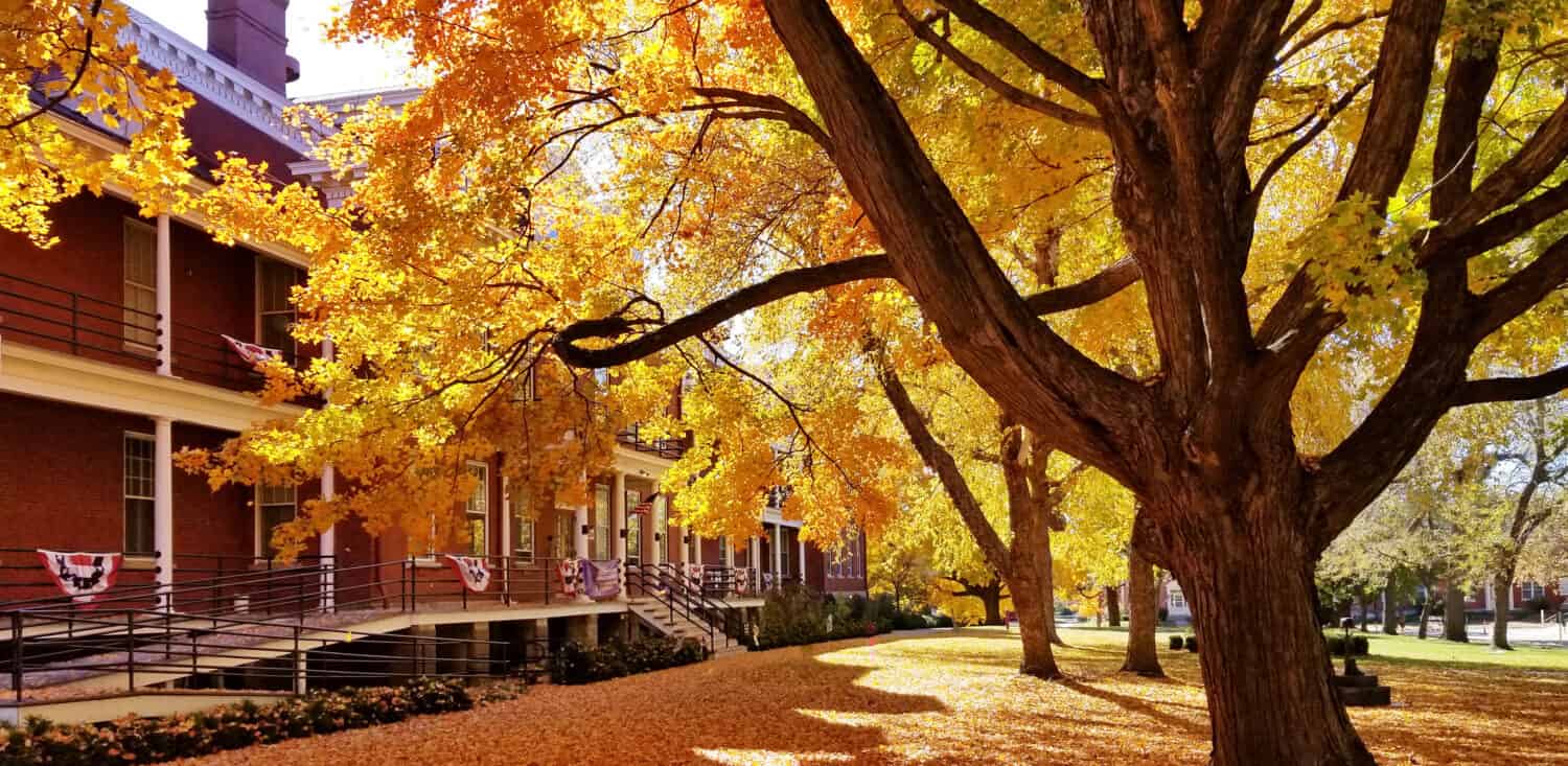 colorful fall foliage at Fort Leavenworth, Kansas, USA