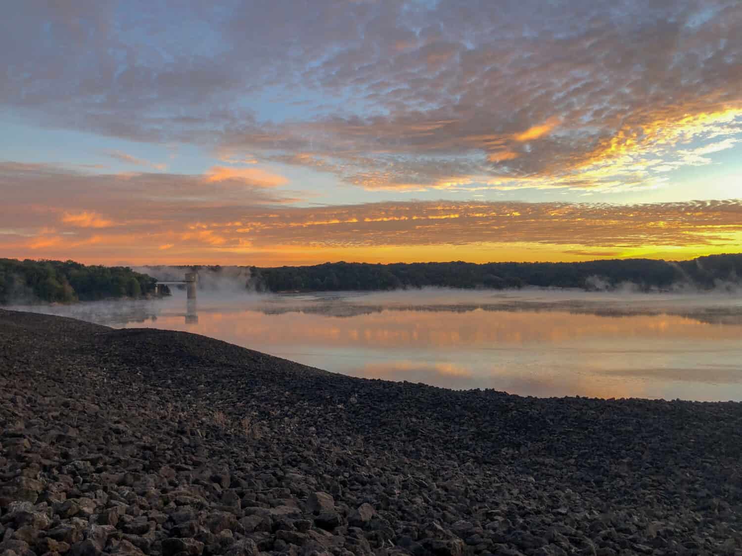 Beautiful sunrise at William Harsha Dam in Batavia, Ohio.