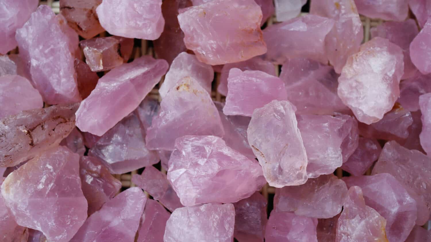 The group of rose quartz stone