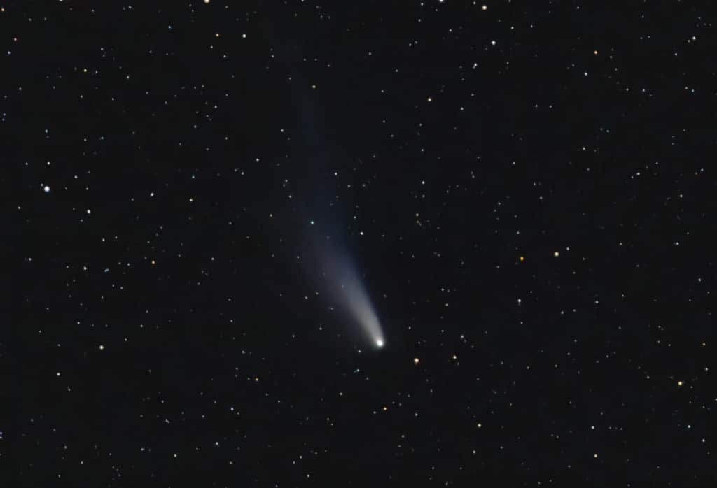 Halley's Comet, photographed during its last appearance in 1986. Amateur image made using a 35mm SLR camera and film, with a 135mm telephoto lens.