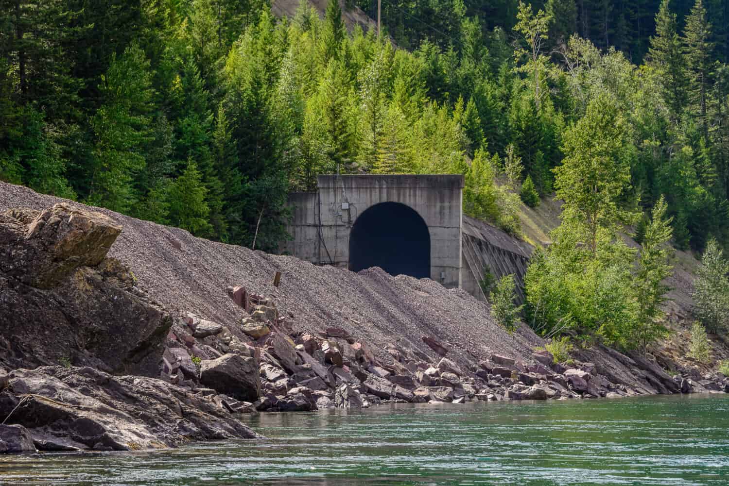 Railroad tunnel Flathead River MT