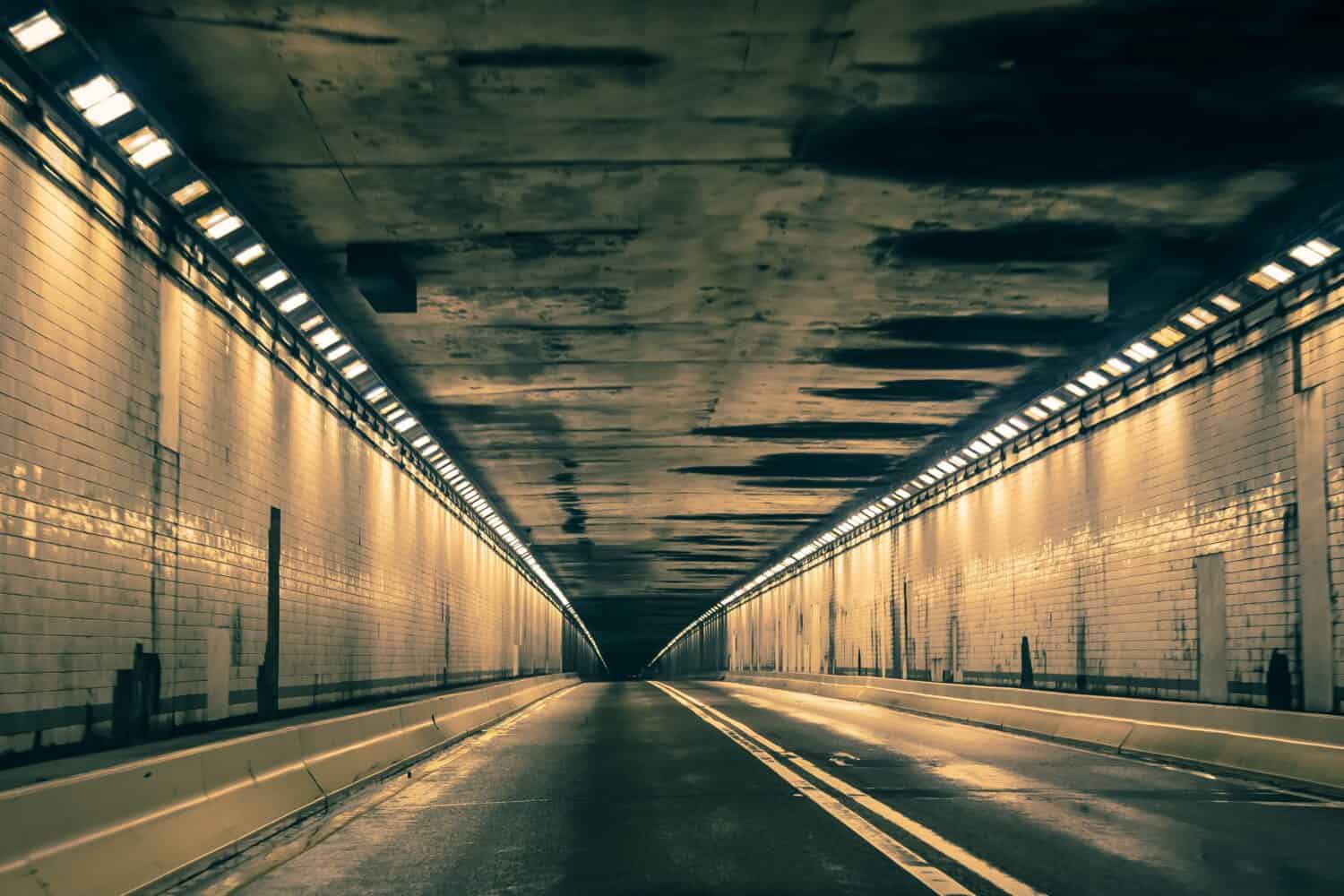 Driving through the Allegheny Mountain Tunnel 