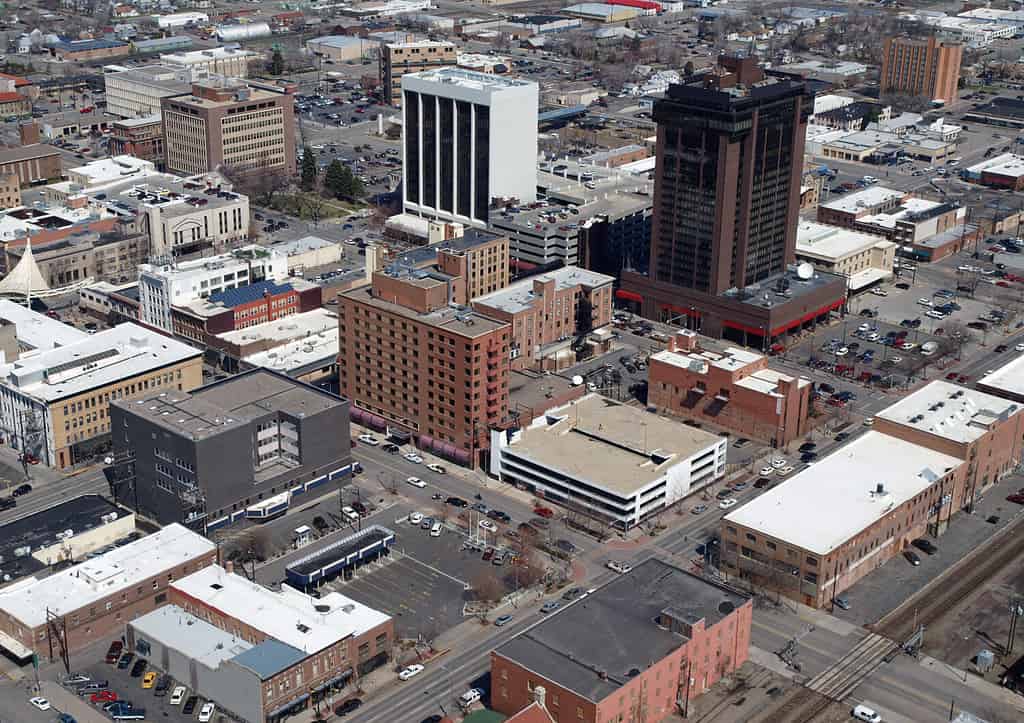 Aerial of Downtown Billings Montana in the midwestern United States.