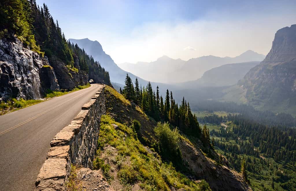 Road and Tunnel with Valley View, Glacier National Park