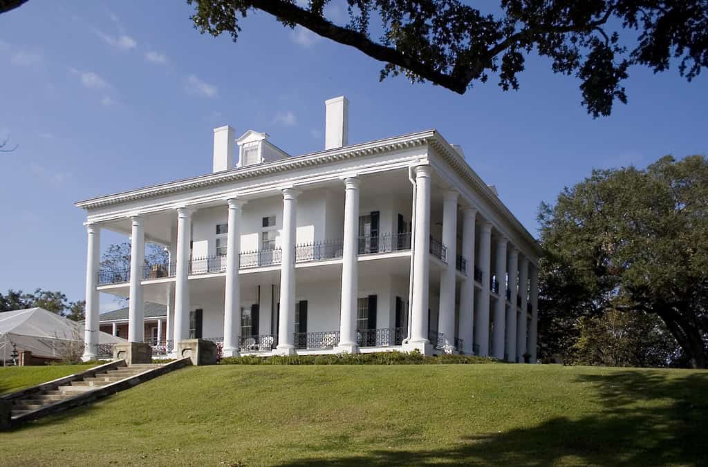 Stock photo of Natchez plantation home located on Mississippi River. An antebellum home