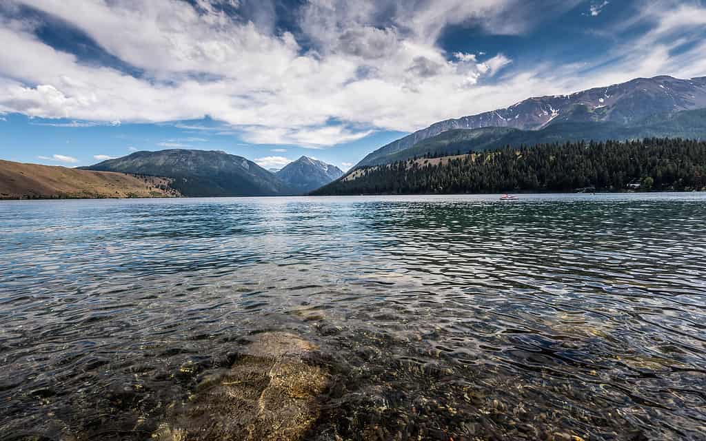 Crystal clear Wallowa Lake in Oregon, known to be one of the best fishing lakes.