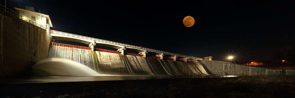 Hoover Reservoir Dam with Supermoon, Westerville, Ohio