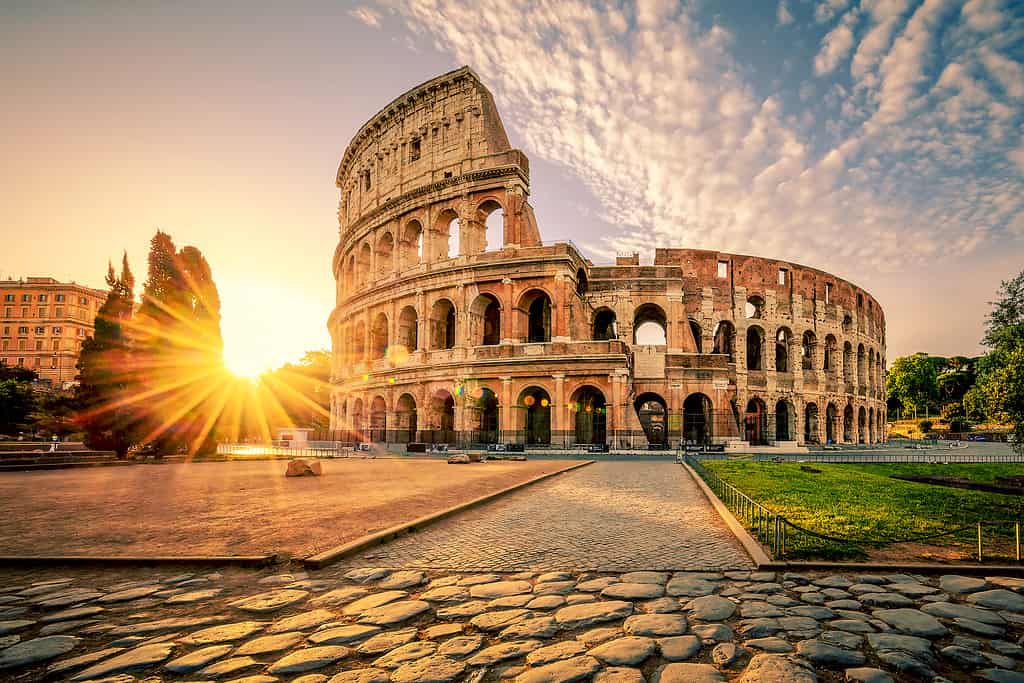 Colosseum In Rome At,Sunrise