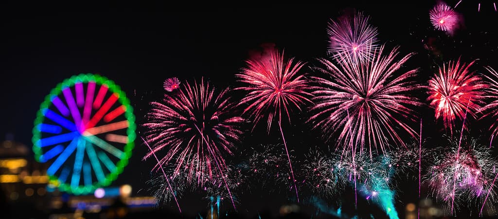 Pink is a color commonly used by pyrotechnic professionals even though it isn't on the color spectrum.