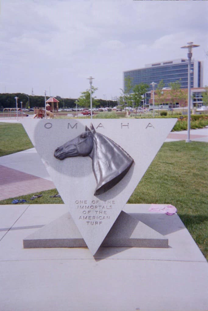 Memorial for Omaha, the racehorse, at Stinson Park in Omaha