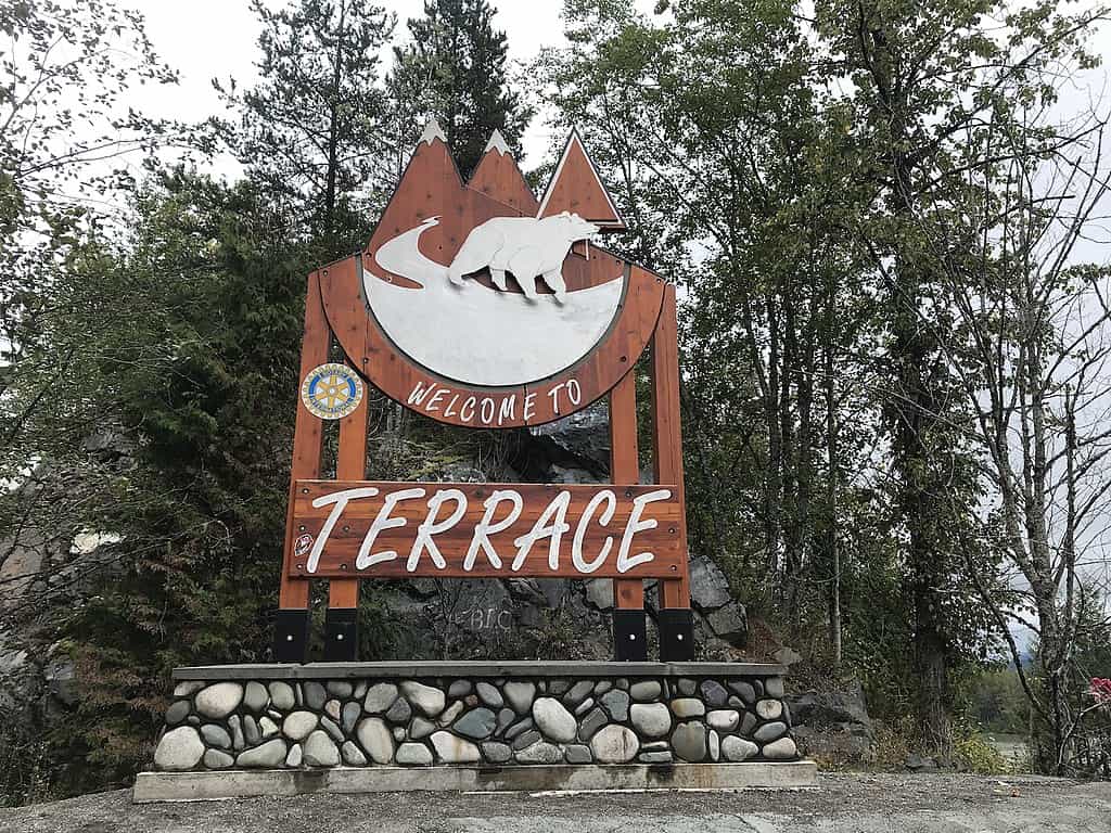 Welcome sign, Terrace, British Colombia