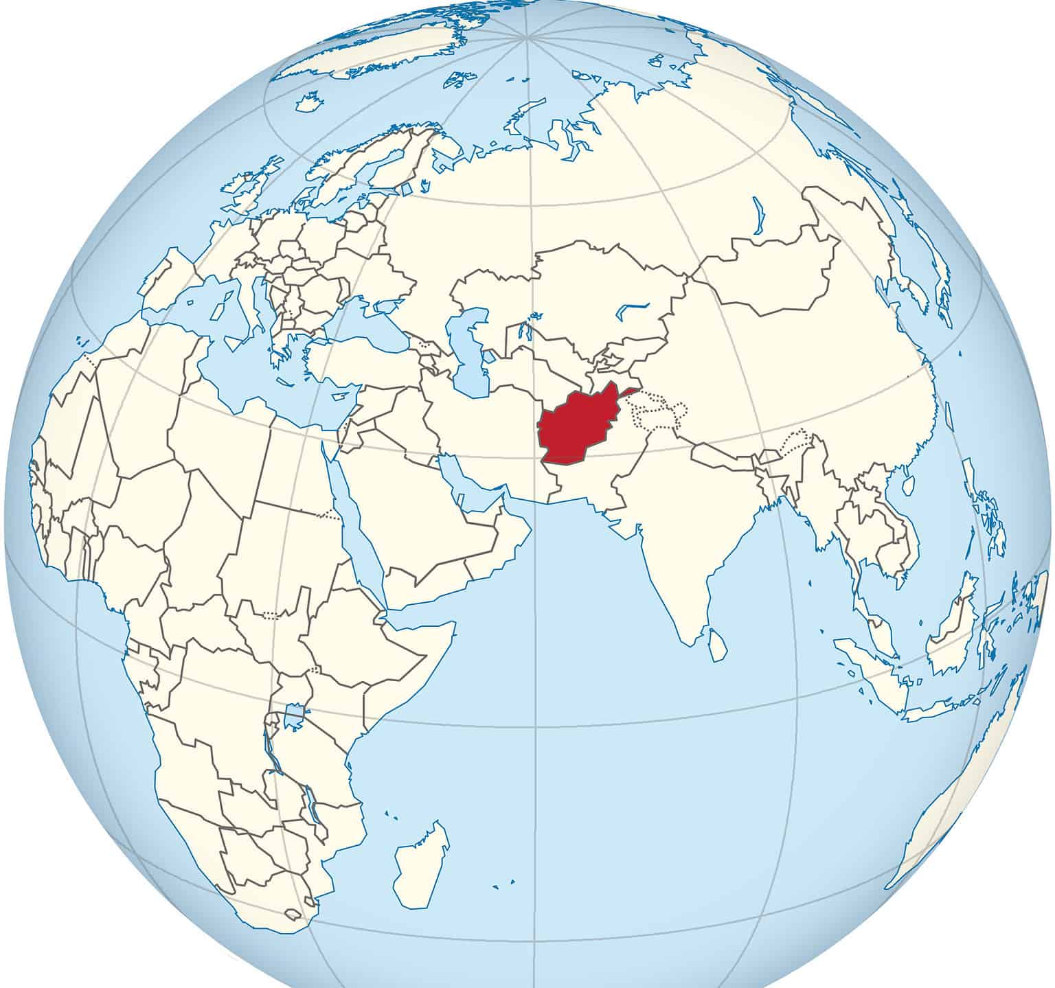 The 6 Countries That Border Afghanistan In 2024 A Z Animals   Afghanistan On The Globe Afro Eurasia Centered.svg  1536x1532 