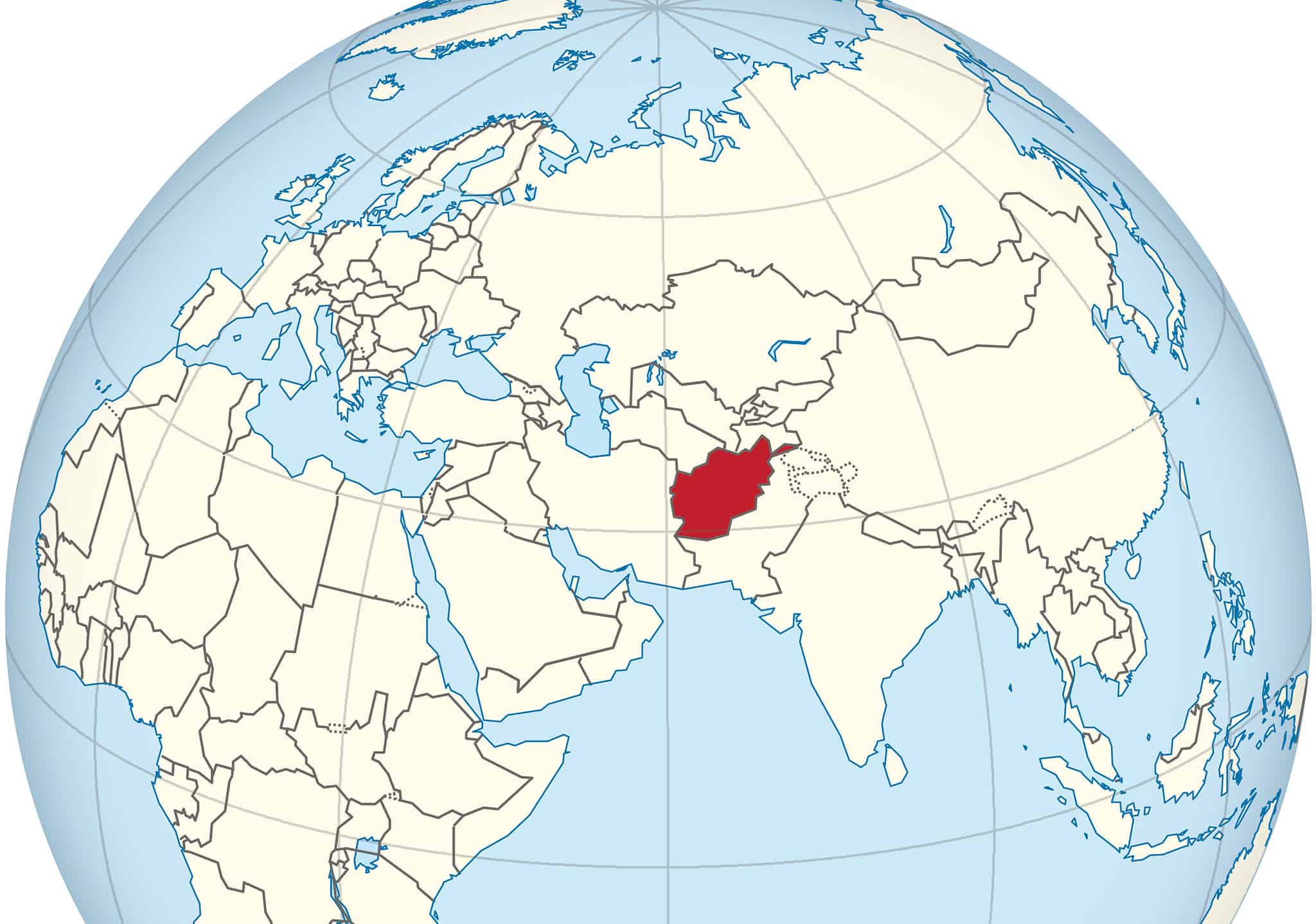 The 6 Countries That Border Afghanistan In 2024 A Z Animals   Afghanistan On The Globe Afro Eurasia Centered.svg  2048x2043 