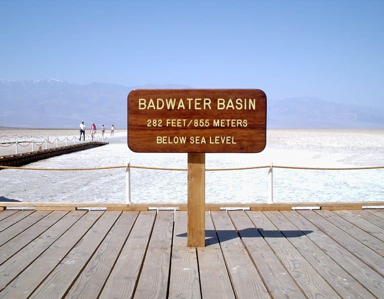 Badwater Basin elevation sign, Death Valley National Park