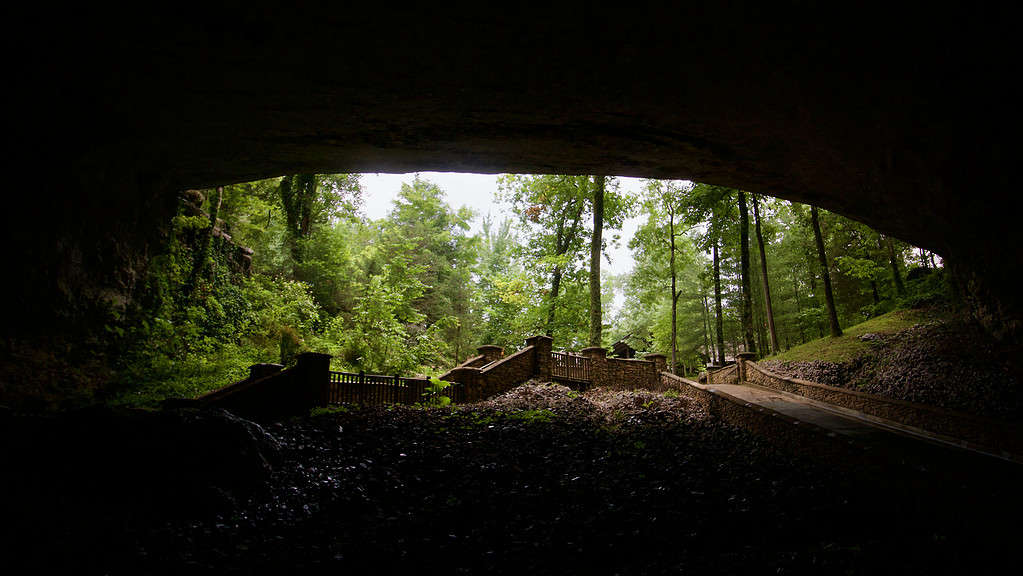 the entrance to Cathedral Caverns in Alabama