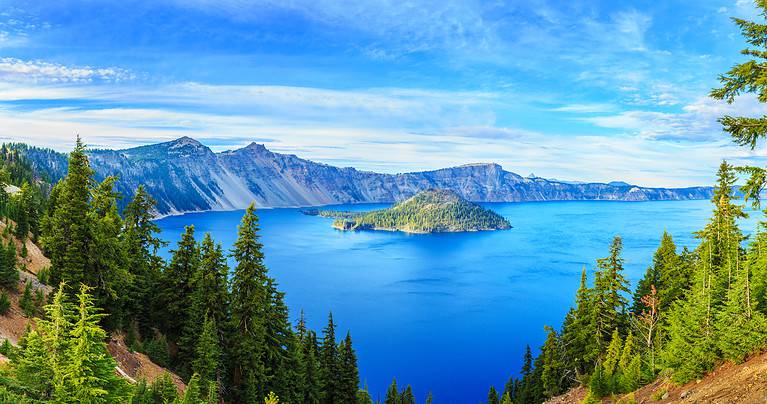 A beautiful view of Crater Lake in Oregon.