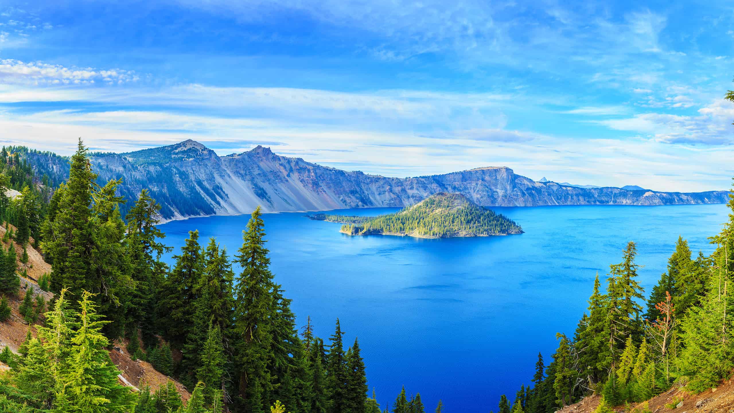 A beautiful view of Crater Lake in Oregon.