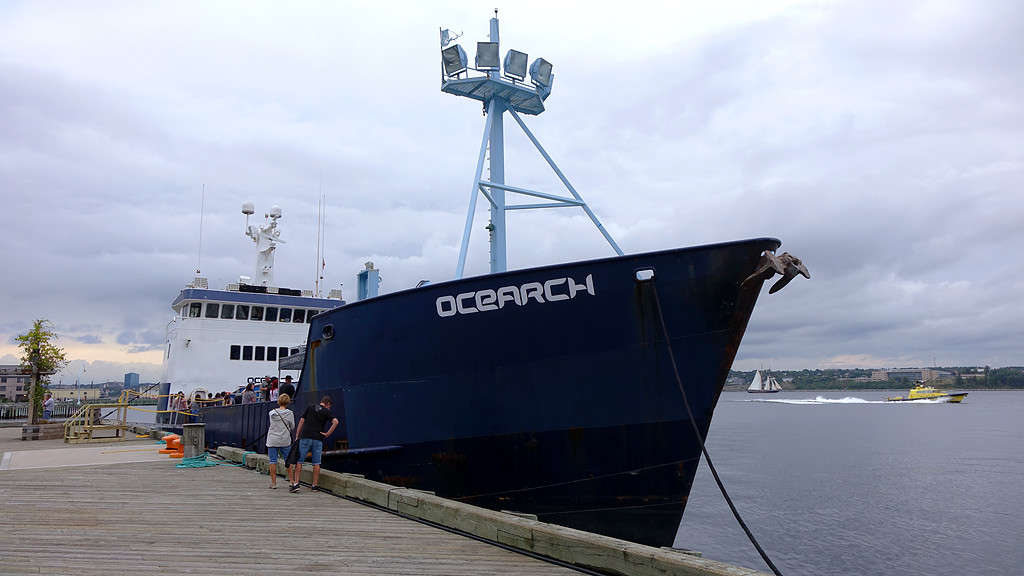 M/V Ocearch shark research vessel in the port of Halifax, Nova Scotia, Canada on September 18, 2018.