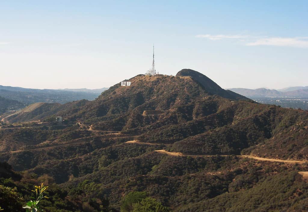 The Hollywood sign sits on the southern slope of Mount Lee.