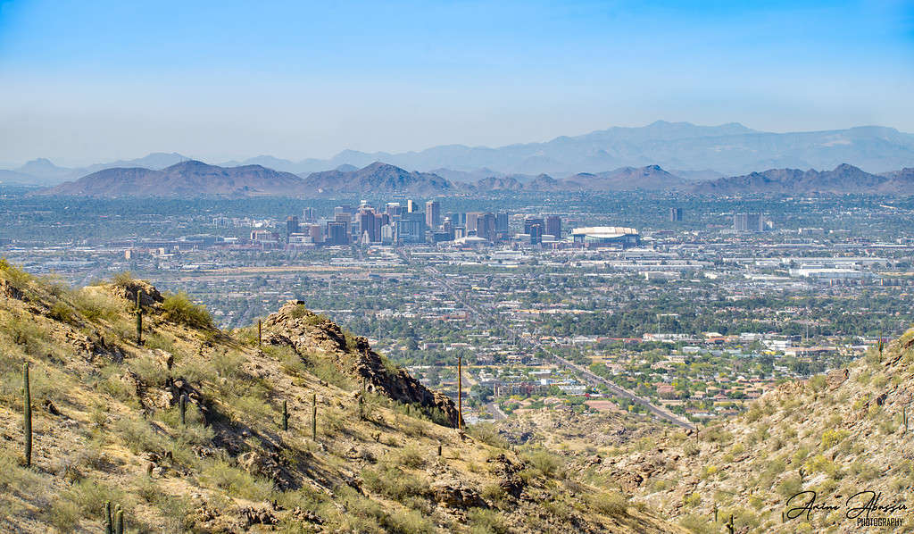 The Urban Heat Island in Phoenix traps daytime heat in the city at night.