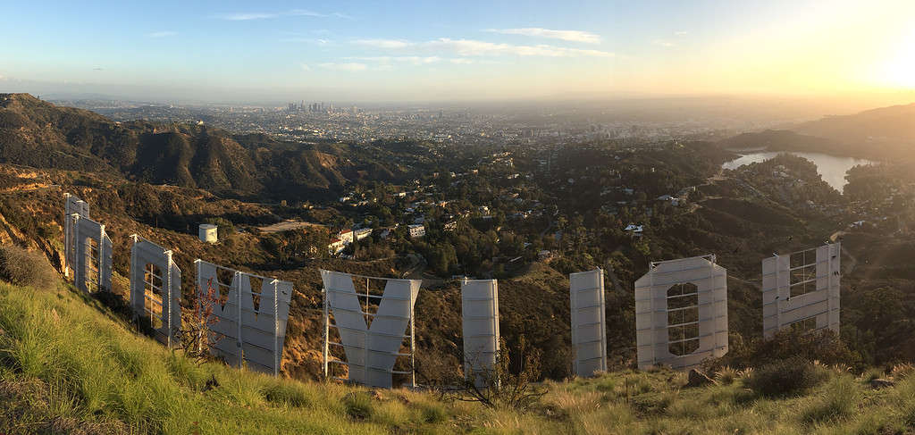 Rear view of Hollywood Sign Overlooking Hollywoodland and Hollywood