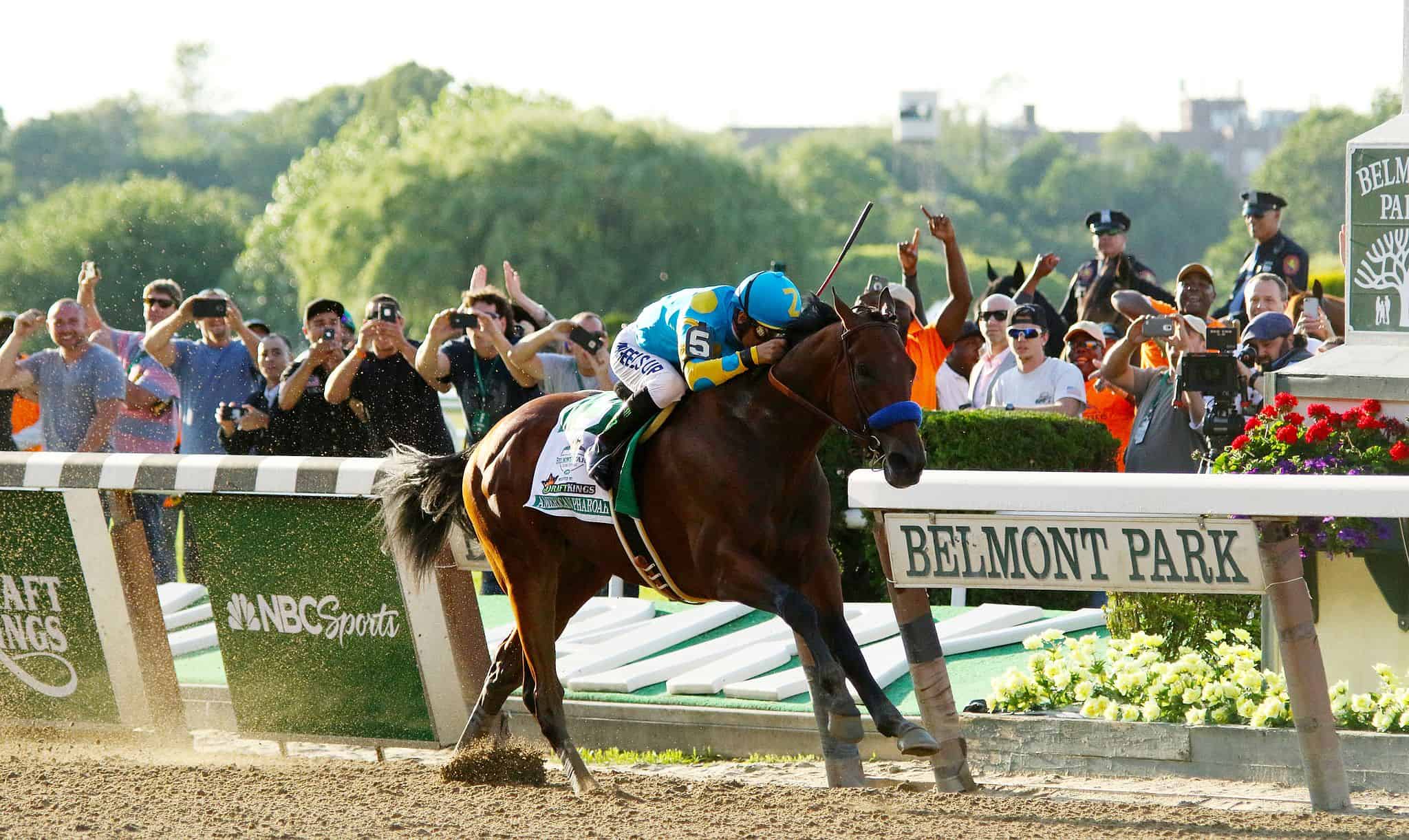 American Pharaoh winning the 2015 Belmont Stakes