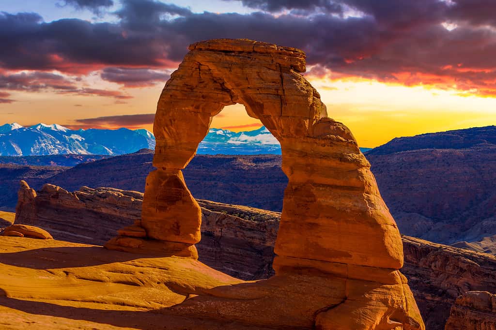This beautiful sunset image was taken at Delicate Arch in Arches National Park.