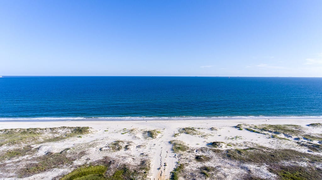 Aerial view of Fort Morgan Beach, Alabama Gulf Coast