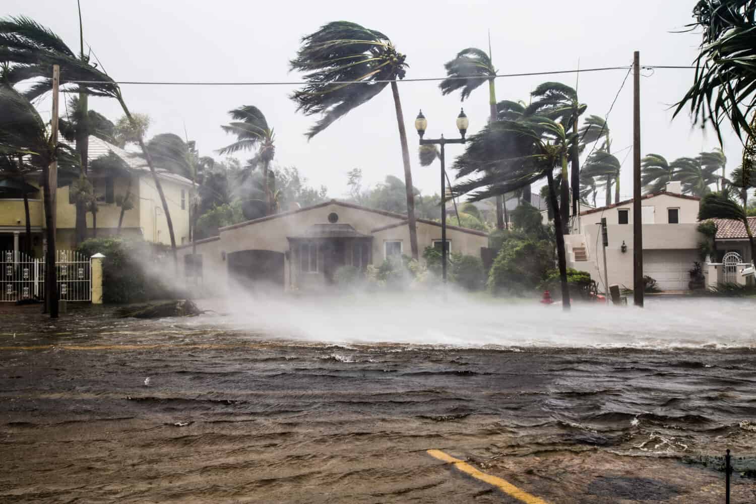 A flooded street after catastrophic Hurricane Irma hit Fort Lauderdale, FL.