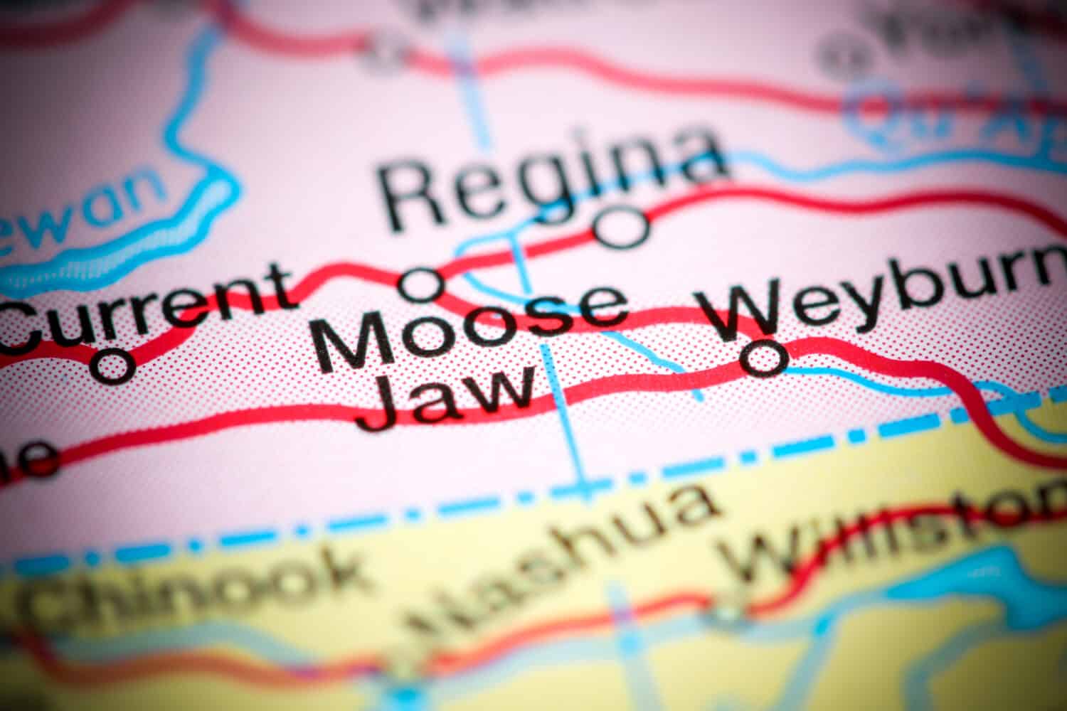 Moose Jaw. Canada on a map