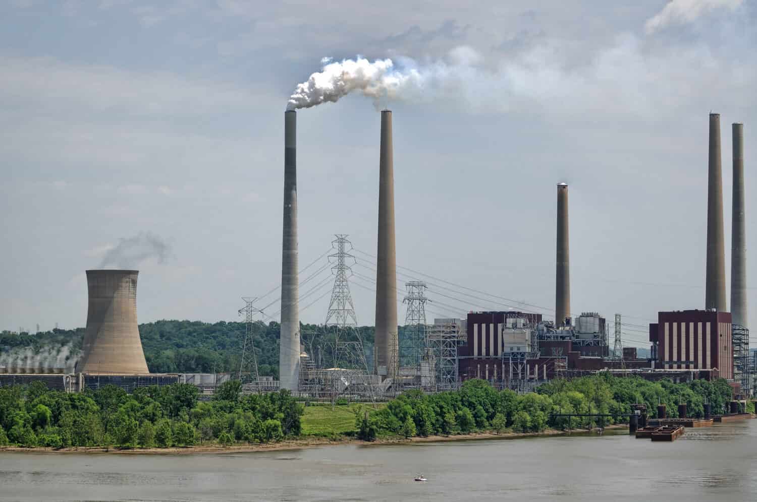 A coal plant on the Ohio River near Cincinnati Ohio USA