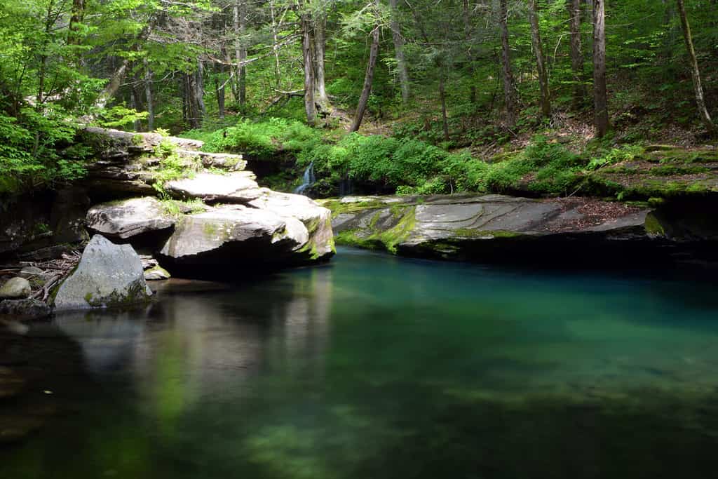 Peekamoose Blue Hole Swimming Hole In the Catskill Mountains of hudson valley in Upstate New York