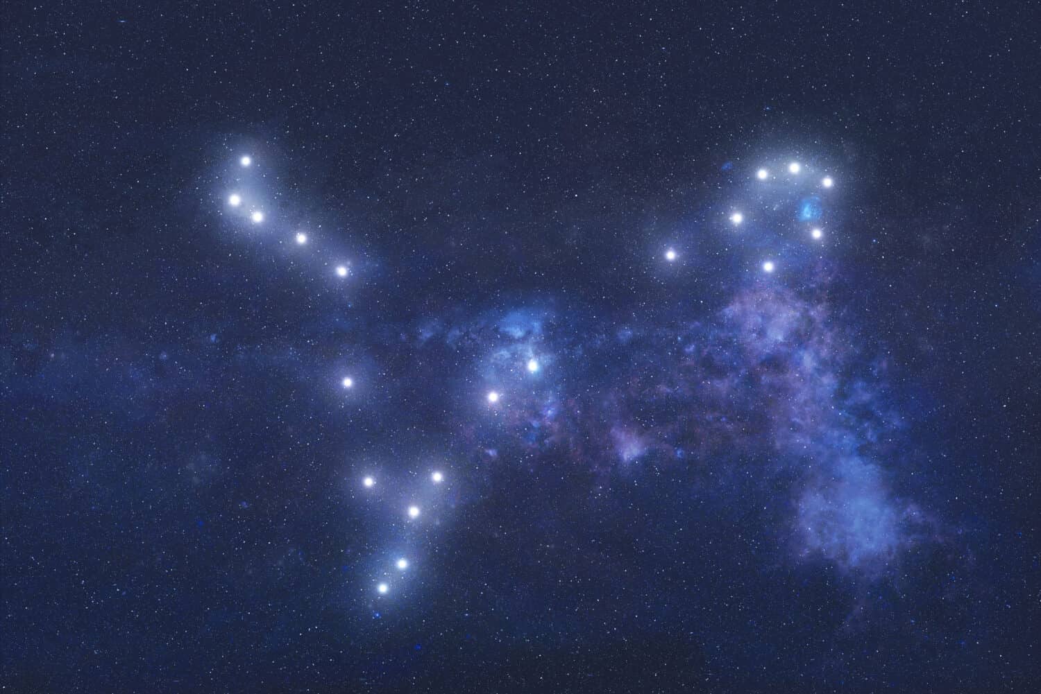 Pisces Constellation stars in outer space. Zodiac Sign Pisces constellation stars. Elements of this image were furnished by NASA 